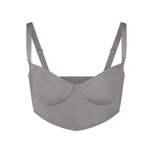 SKIMS LOGO SHINE BALCONETTE CORSET BRA | GREY CHALK NWT